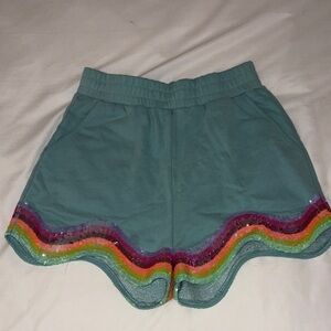 Rainbow Trim Teal Women's Shorts